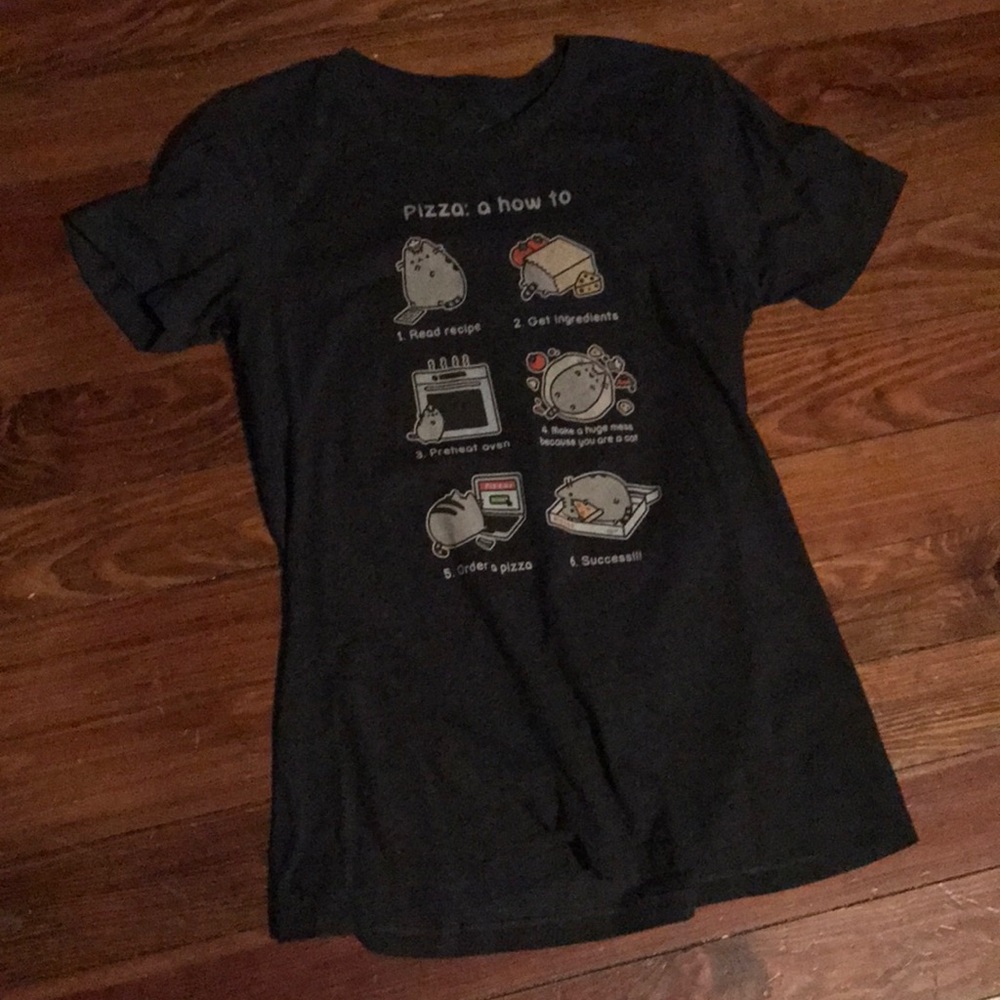 Pusheen cat pizza tshirt